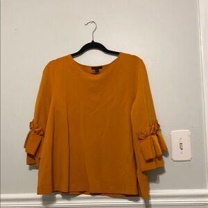 Women's Mustard Top with Bow Sleeves